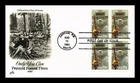 US COVER SMOKEY BEAR PREVENT FOREST FIRES FDC BLOCK OF 4 ARTCRAFT