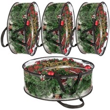 4 PCS Clear Wreath Storage Bag, 24x8 Inch Christmas Wreath Storage Container,...