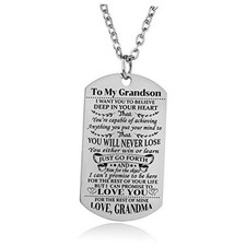 YEEQIN Grandson Necklace - Love Dog Tag Believe Inspirational Gifts From