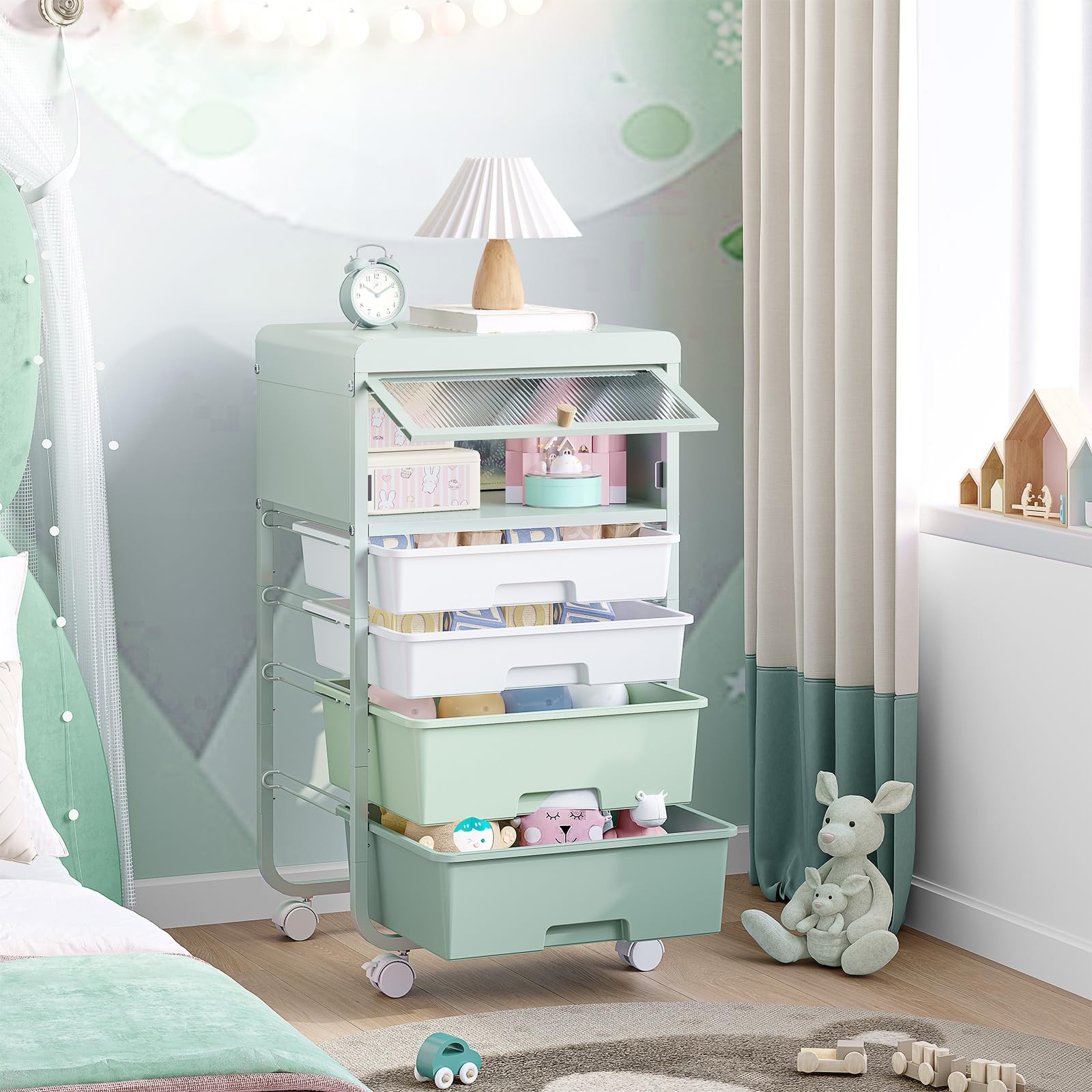 Utility-Rolling-Storage-Drawer-Craft-Cart-Organizers with 4 Drawers & Dust-pr...