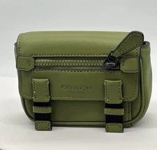 COACH Micro Track Leather Key Fob -Green