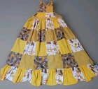 Vintage Apron Ruffle Prairie Dress Style Long Pinafore CottageCore Patchwork