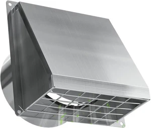 Wall Vent Cover Exterior Cap 6" Duct Vent Silver Kitchen Exhaust Fan Range Hood
