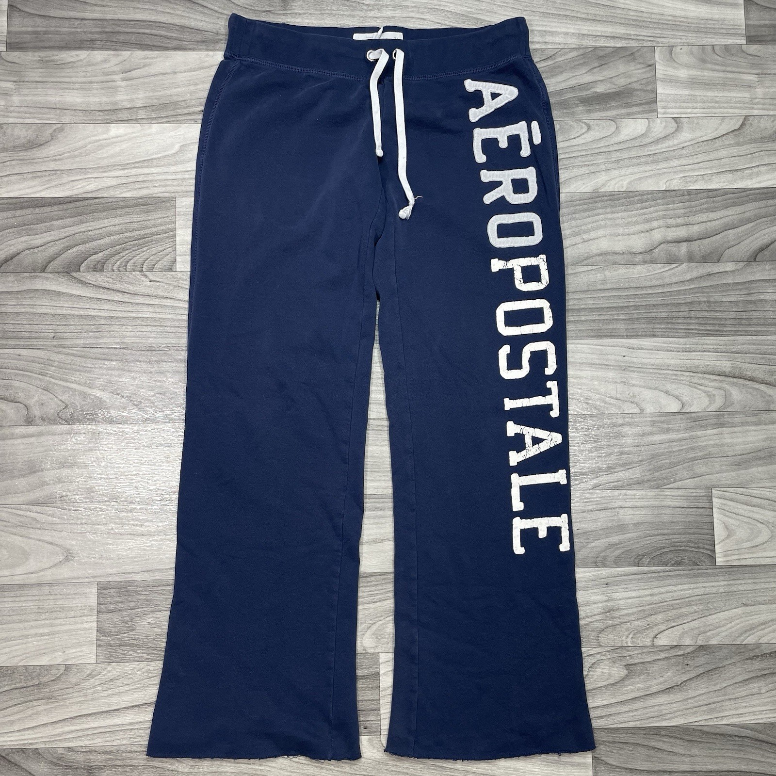 Vintage Aeropostale Sweatpants Womens M / 32 x 31 Blue Flare Raw Hem Logo Y2K