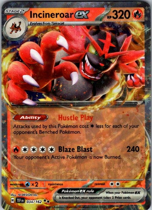 Pokemon | TEF | Incineroar ex - | 034/162 | NM Holo