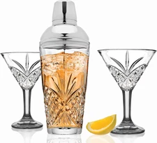 Cocktail Shaker and Cocktail Glasses Bar Set, Martini Shaker and 2 Martini Glass