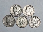 5 Mercury Silver Dimes