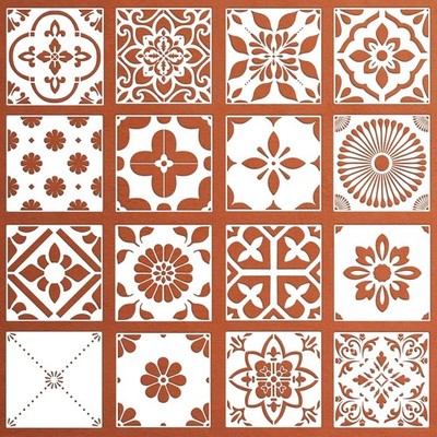 16 Designs Tile Stencils for Crafts - Reusable Mandala & Spanish Patterns