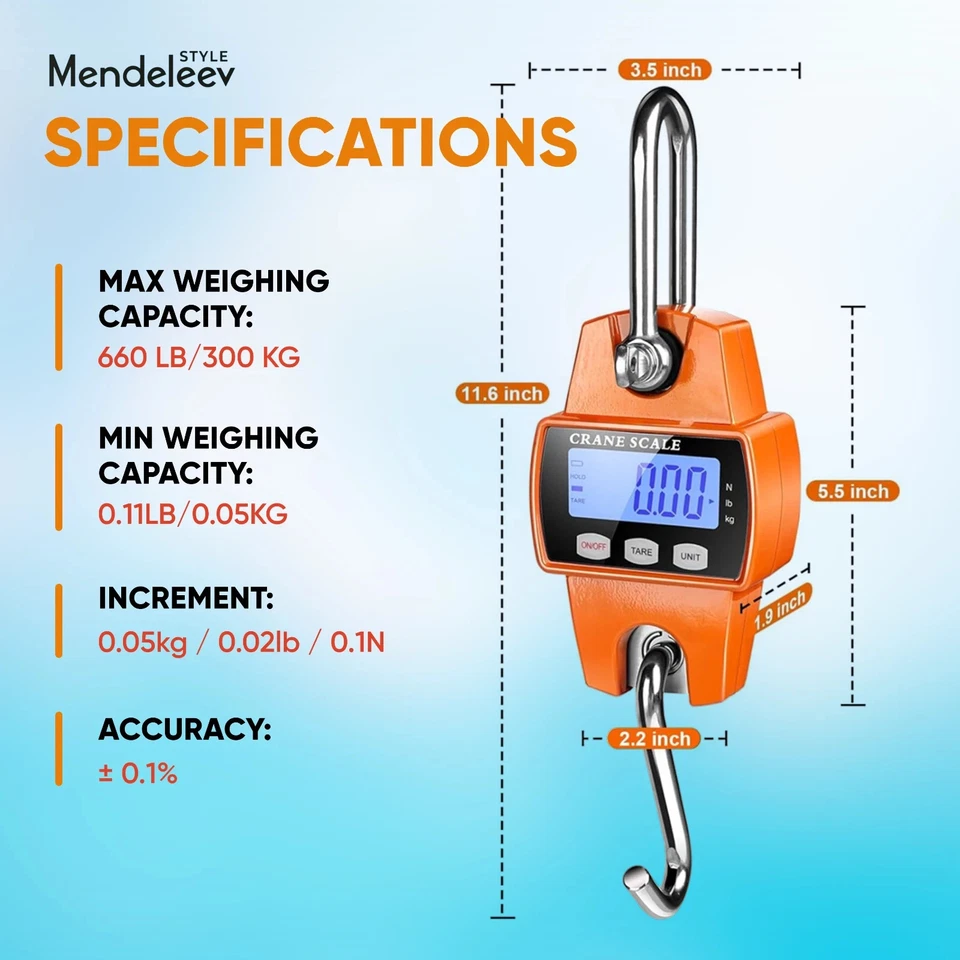 Báscula colgante digital 300 KG / 660 LBS escala grúa industrial SF-912 roja Foto 3 de 4