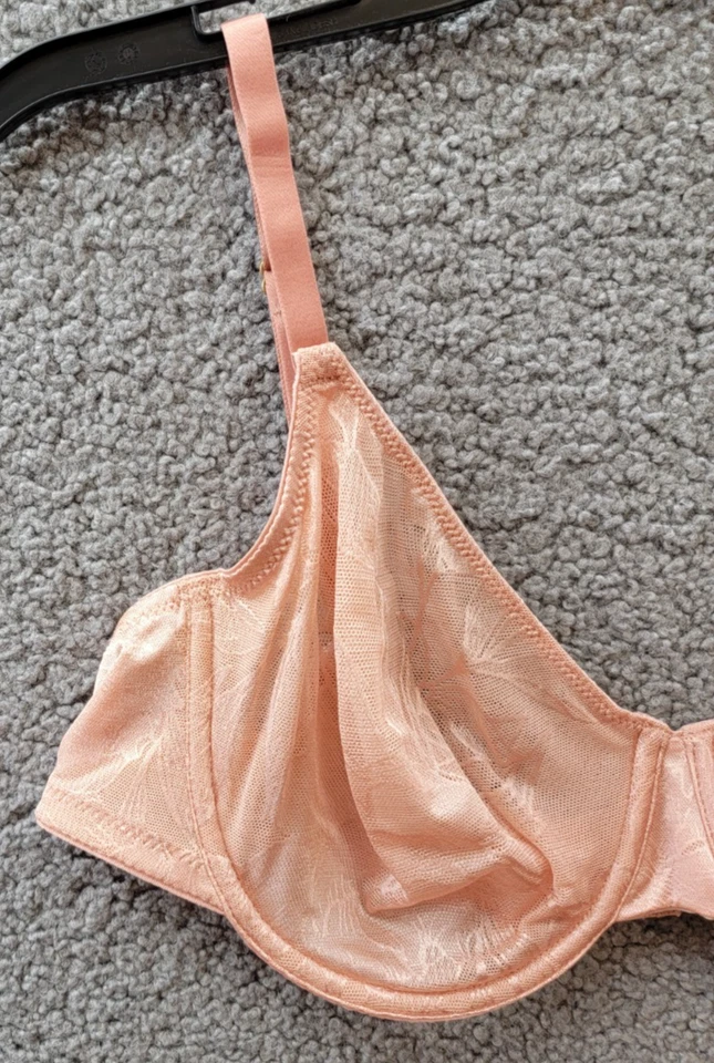 HANRO Tina Floral Underwire Bra Women's 38C Mocha Powder Adjustable Hook & Eye - Image 3 of 4