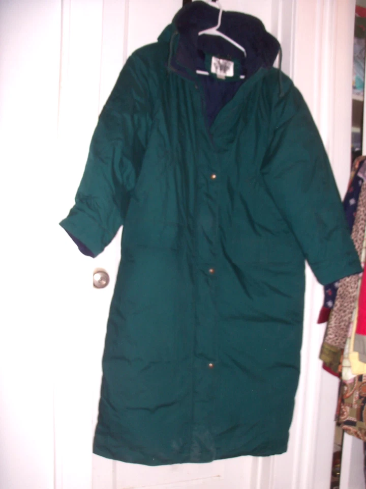 WOMENS MULBERRY STREET LONG BLUE GREEN WINDBREAKER DOWN JACKET COAT SIZE MEDIUM - Image 2 of 4