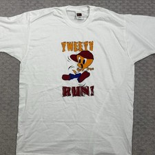 Vintage Looney Tunes Tweety Bird Cartoon BOOT Fruit Of The Loom T-shirt Size XL