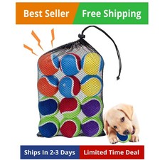 Squeaky Tennis Balls for Dogs - 12 Pack 2.5'' Durable Natural Rubber, Non-Toxic