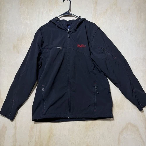 Port Authority FedEx Mens Medium Black Soft Shell Jacket Hooded Work Uniform - product listing photo