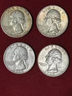 Lot of 4  -  1961 P+D / 1962 P+D  WASHINGTON Quarters  -  90% Silver