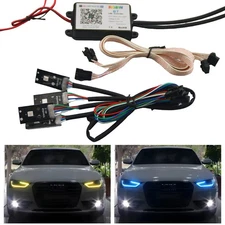 For Audi A4 2013-2016 RGB LED DRL Boards Multicolor Headlight APP BT Remote 4pcs