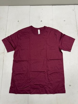 Alternative Solid Dark Red Crew Neck Short Sleeve T Shirt Mens Size XL NEW