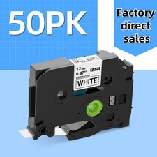 50PK For Brother P-Touch TZe-231 TZ-231 12mm White Standard Laminated Label Tape