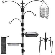 90"x23" Premium Bird Feeding Station Kit Multi Feeder Pole with Suet Bath