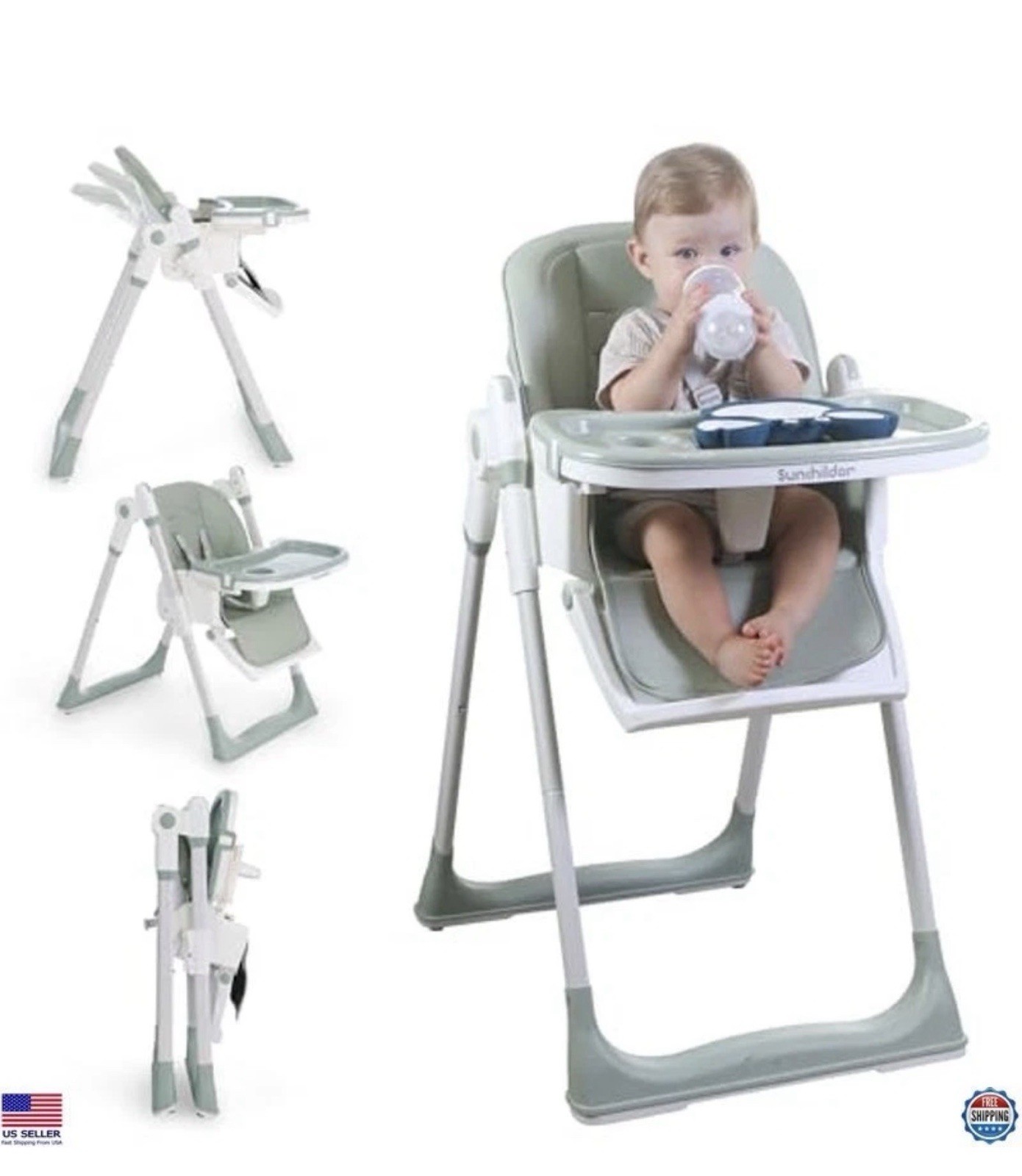 On Wheels - Adjustable Harness, Tray, Footrest, Foldable