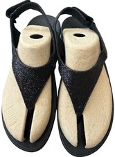 Fitflop Skylar Black Glitter Toe-post Adjustable Back-strap Sandals - Size 5