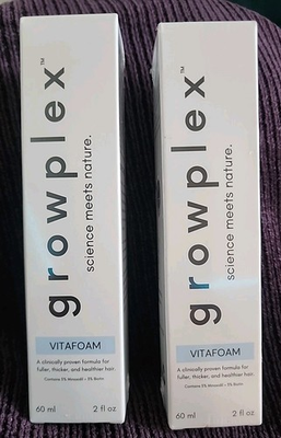 #ad 2 GROWPLEX Vitafoam 5% Minoxidil Foam for Hair Regrowth 2 fl oz NEW SEALED $37.50