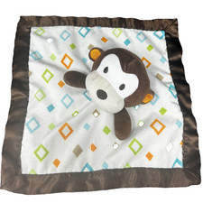 Garanimals Brown Monkey Baby Lovey Orange Ears Squares Satin Security Blanket