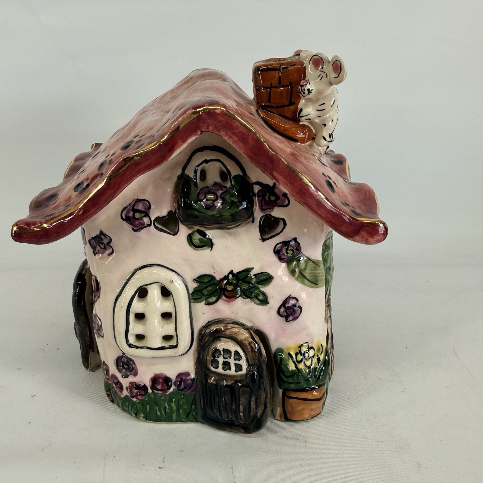 Heather Goldmine Blue Sky Clayworks Let's Play House Tea Light Candle Holder Vtg