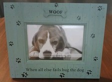 Photo Picture Frame"When All Else Fails Hug The Dog" 4x6 Woof Pawprints NEW 