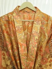 Pure Silk Beige-Orange kimono Long Robe Gown Girl's Woman Silk Kimono KMO5486