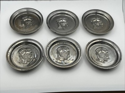 Mercury Glass With Roman Centurion Coasters, Set Of 6