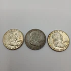 Franklin Half Dollars Various Years Circulated Silver Coins - Lot of 3 coins
