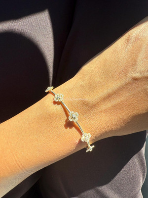 0.50 Ct Round Lab Grown Diamond Flexible Bangle 14K Gold Stackable