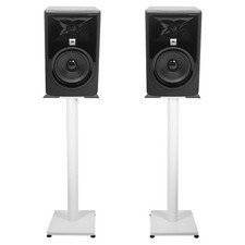  2 JBL 305P MkII 5" Powered Studio Monitor Monitoring Speakers White 29" Stands
