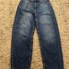 Primark Blue Barrel Leg Jeans UK 12 NWOT New Wide Leg Denim Womens