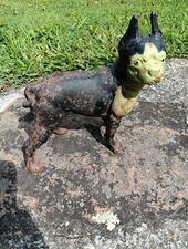 Antique Cast Iron Boston Terrier Bulldog Doorstop 10" Hubley