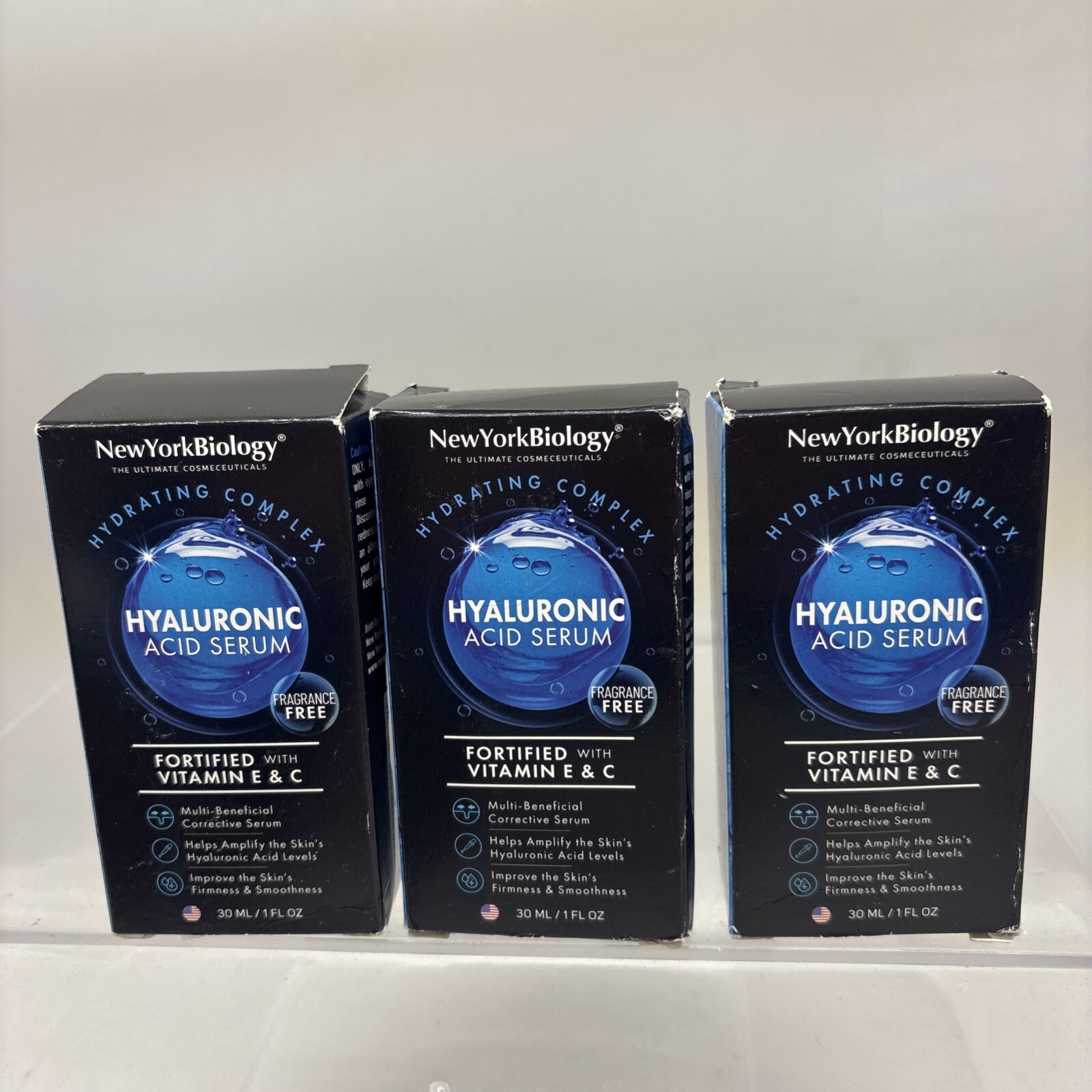 3 X Hyaluronic Acid Serum 1 Oz New York Biology Hydrating  Exp 12/2025 B11
