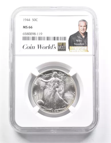 1944 Walking Liberty Half Dollar Miles Standish MS66 NGC *1447