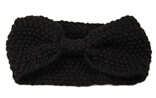 Womens Soft Crochet Knit Bow Bandeau Headband Hair Band Wrap Knot - Picture 3 of 9