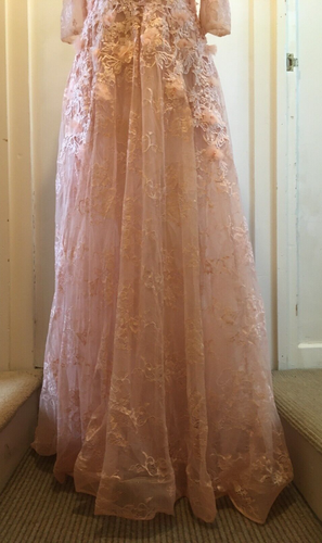 Bridess Short Sleeve Off The Shoulder Wedding Dress Size 12 Uk 8 US BNWT* Pink - Picture 3 of 23