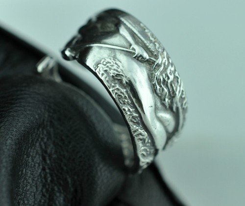 Solid 925 Sterling Silver Nude Amazon Girl Warrior Adjustable Spoon Ring - Picture 3 of 6