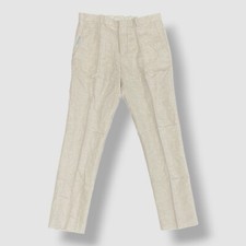 Perry Ellis Portfolio Mens Beige Modern-Fit Solid Linen Dress Pants Size 40W 30L