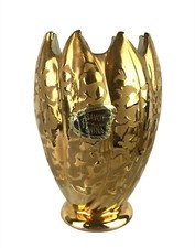 Vintage Savoy China 24k Gold Swirled Vase Pointy Rim Made in USA Original Label