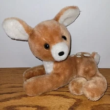 DAKIN PLUSH Vintage 1977 Fawn Deer Laying Ground Nutshells Stuffed Animal Toy