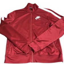 Nike Track Jacket Men’s Medium Burgundy Red White Trim Full Zip Vintage 