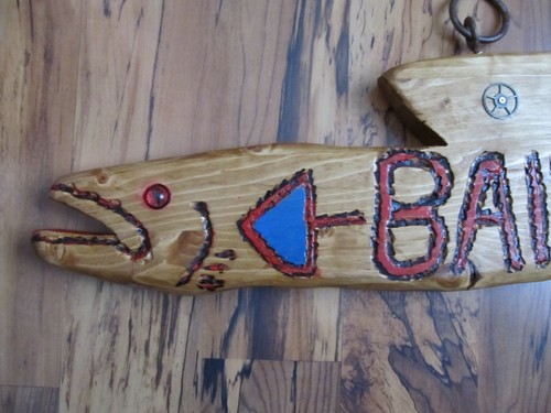 Carved Fish-Folk-Art-Wood-Fish-23 "Carving-Bait Shop Advertising Sign Display - Picture 7 of 12