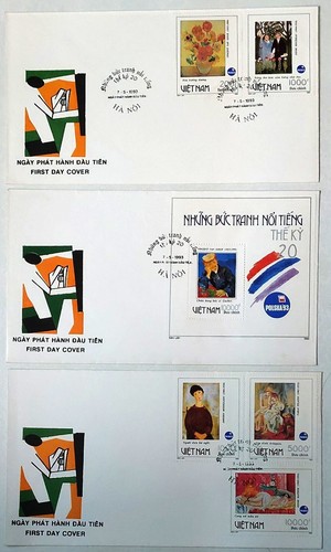 7 FDC. Oil Painting Stamps World Famous Paintings. Viet nam released - 第 1/3 張圖片