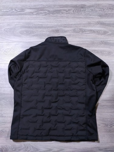 Nautica Jacket Adult Large Black Full Zip Mixed Media Rain Resistant Mens - Picture 7 of 7