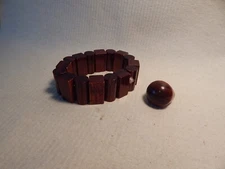VTG 1960S MID CENTURY MODERN WOOD BRACELET AND WOOD RING SZ 7 TEAK ?