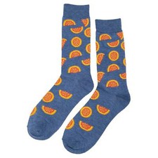 NWT Orange Slice Dress Socks Novelty Men 8-12 Blue Crazy Fun Sockfly